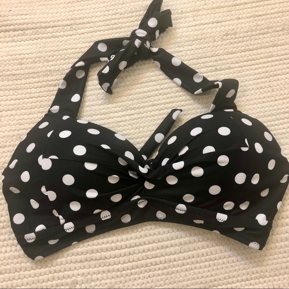 NWT Tempt Me Black and White Polka Dot Bikini Top Size Medium - Picture 3 of 9